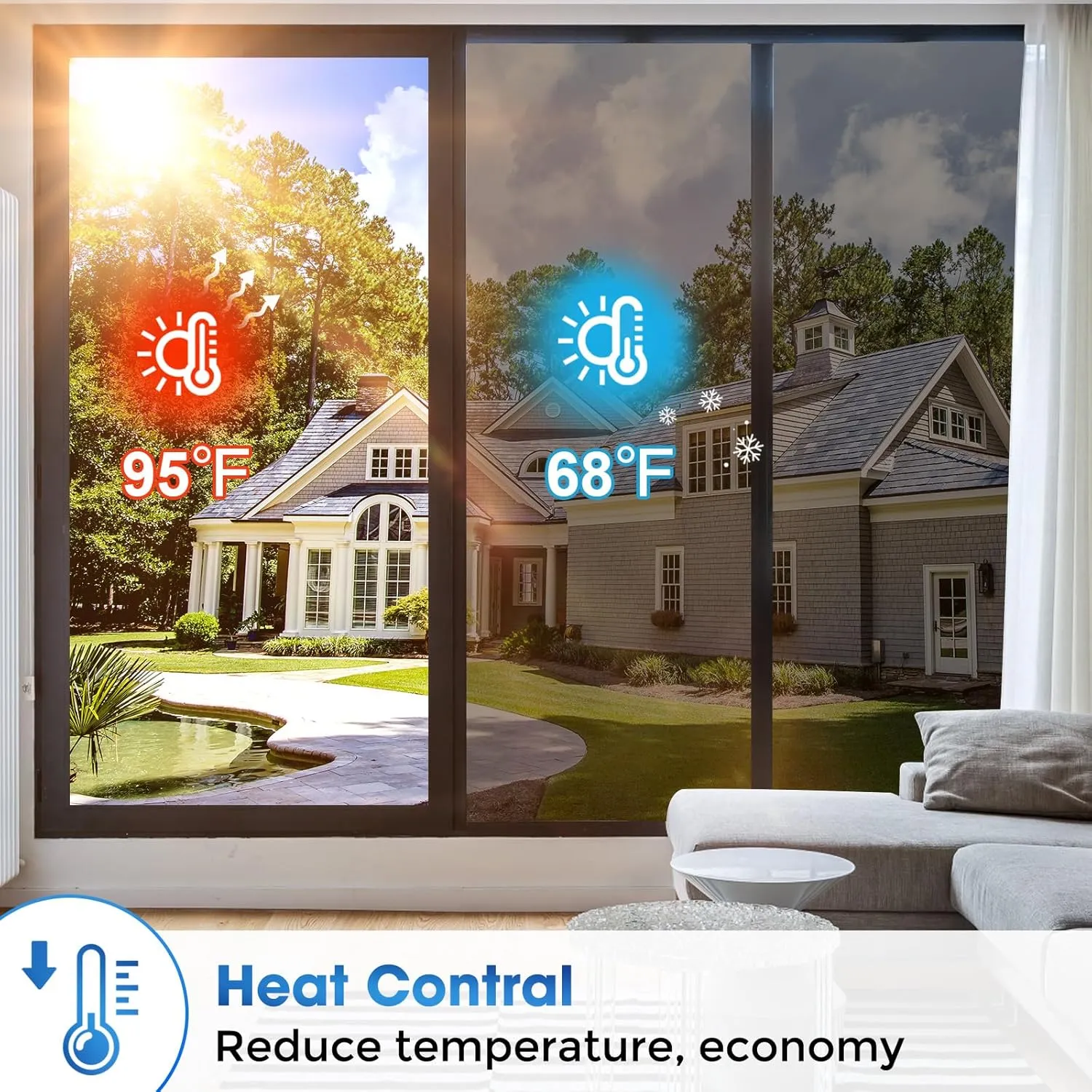 Coavas One Way Window Privacy Film, Window Tint for Home, Daytime Reflective Mirror Glass Windows Coverings Heat UV Blocking See Out Not in,Black, 17.5 X 157.5 Inch