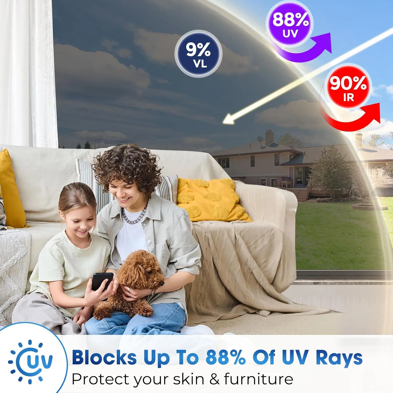 Coavas One Way Window Privacy Film, Window Tint for Home, Daytime Reflective Mirror Glass Windows Coverings Heat UV Blocking See Out Not in,Black, 17.5 X 157.5 Inch