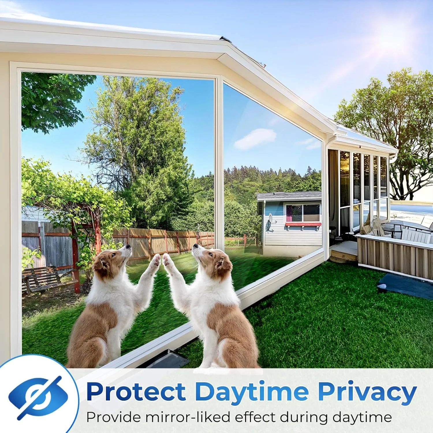 Coavas One Way Window Privacy Film, Window Tint for Home, Daytime Reflective Mirror Glass Windows Coverings Heat UV Blocking See Out Not in,Black, 17.5 X 157.5 Inch