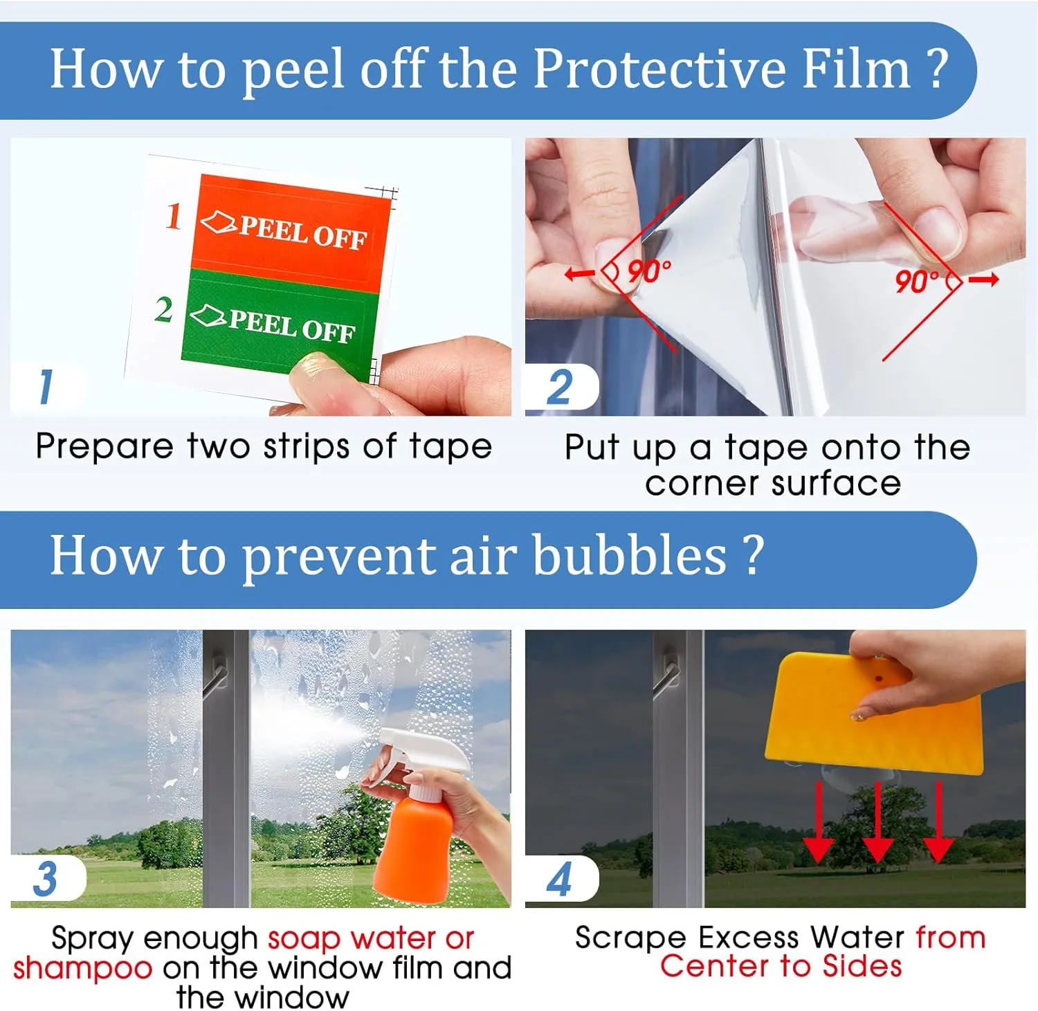 Coavas Privacy Window Film One Way, Reflective Mirror Heat Blocking Daytime Privacy Window Tint for Home See Out Not in Window Security Clings Clear Self-Adhesive Door Cover with 3 Tools,35.4x78.7in