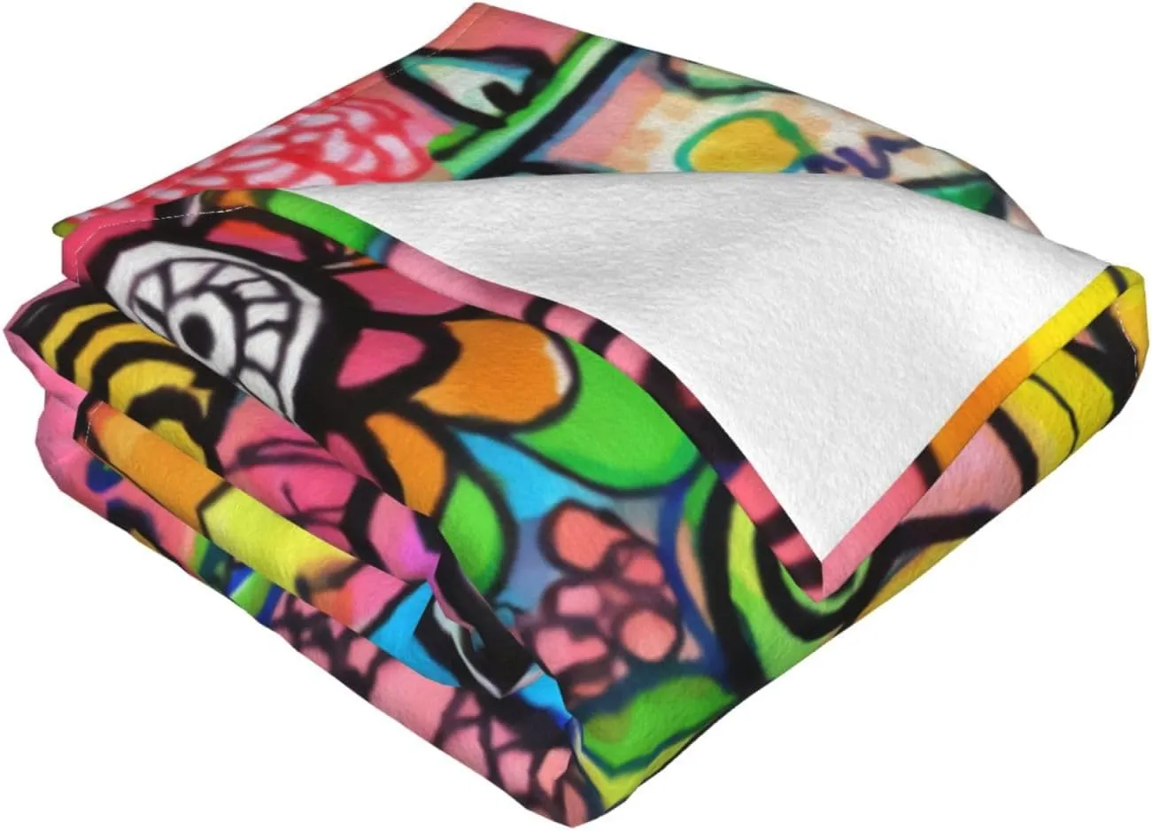Colorful Psychedelic Flower 60"X50" Flannel Blanket - 100% Soft Polyester, Lightweight and Warm, Suitable for Families, Camping, Travel