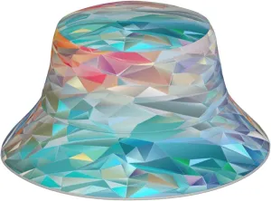 Colorful Triangular Mirror Reversible Reflective Bucket Hat Double-Sided UV Protection Sun Hat Trim for Outdoor Like Hiking Fishing Camping Breathable Polyester (Unisex)