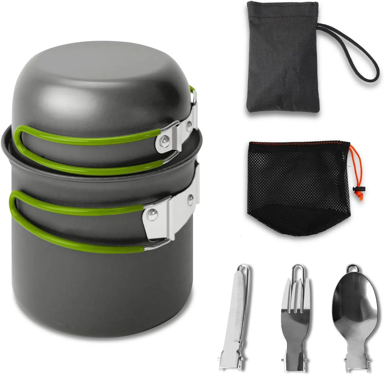 Compact Camping Cookware Set - Lightweight Backpacking Pots and Pans Kit for Camping, Hiking, Backpacking, Picnic and Other Outdoor Activities