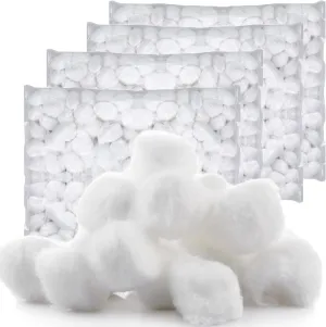 Cotton Balls [4 Packs of 2000] Medium Non-Sterile Absorbent 100% Cotton Prepping Balls for Make-Up, Nail Polish Removal, Applying Oil Lotion or Powder, Crafts [8000]