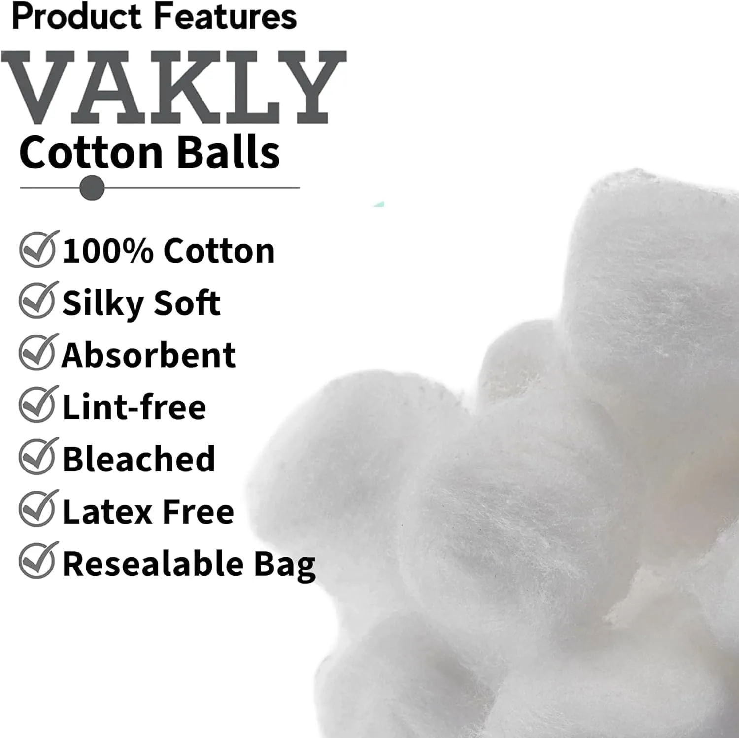 Cotton Balls [4 Packs of 2000] Medium Non-Sterile Absorbent 100% Cotton Prepping Balls for Make-Up, Nail Polish Removal, Applying Oil Lotion or Powder, Crafts [8000]