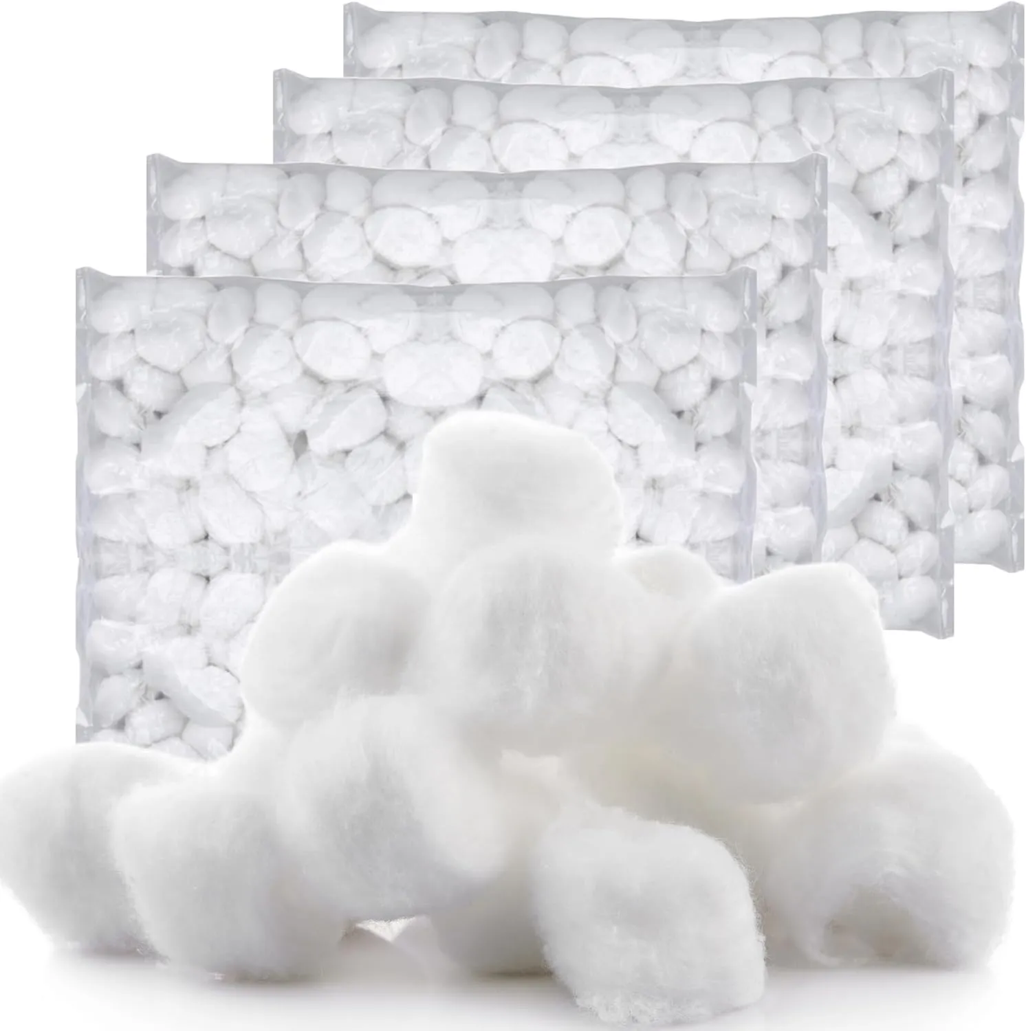 Cotton Balls [4 Packs of 2000] Medium Non-Sterile Absorbent 100% Cotton Prepping Balls for Make-Up, Nail Polish Removal, Applying Oil Lotion or Powder, Crafts [8000]