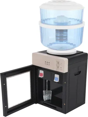 Countertop Water Dispenser, Desk Hot/Cold Water Cooler Dispenser with Single-Touch Switch & Indicator Lights for 3-5 Gallon Water Bottles in Bedroom, Studio, Office 10.8 x 9.45 x 14.2 Inch
