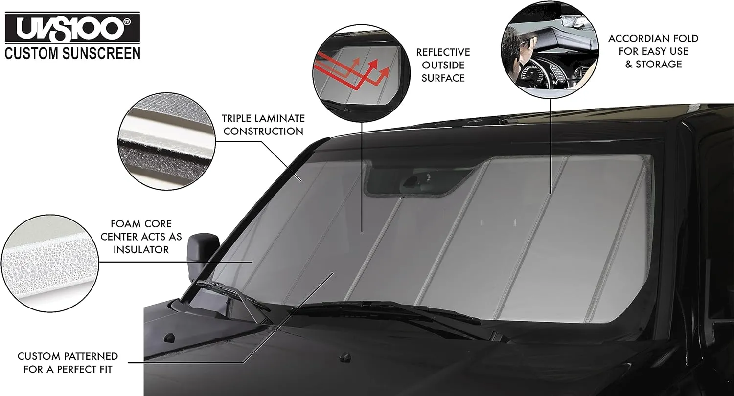 Covercraft UVS100 Custom Sunscreen | Fits 2015-2023 Ford Mustang Convertible/Coupe | Silver