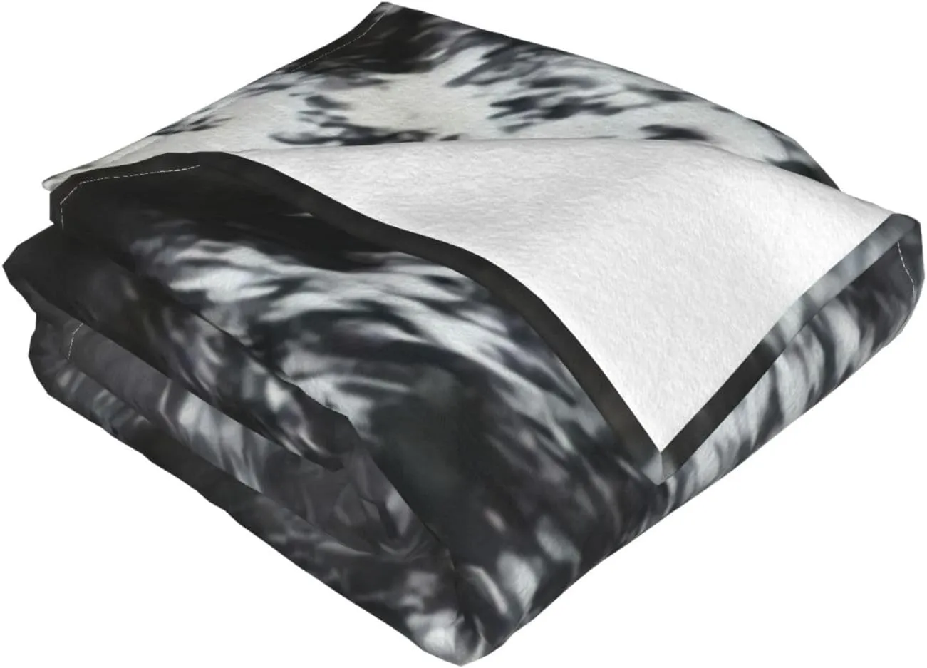 Cowhide Black and White 80"X60" Flannel Blanket - 100% Soft Polyester, Lightweight and Warm, Suitable for Families, Camping, Travel