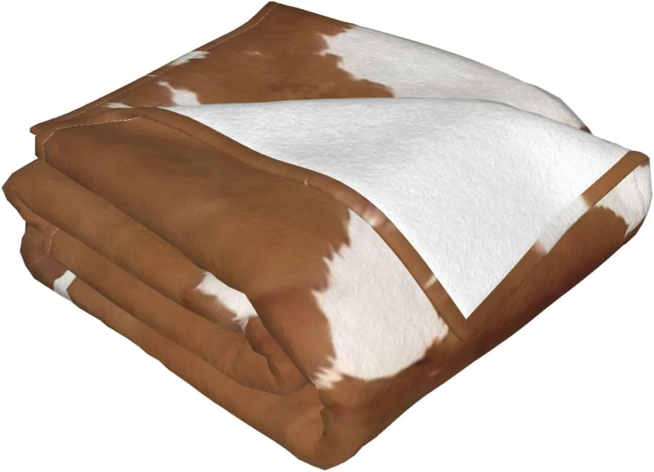Cowhide Tan and White Texture 80"X60" Flannel Blanket - 100% Soft Polyester, Lightweight and Warm, Suitable for Families, Camping, Travel
