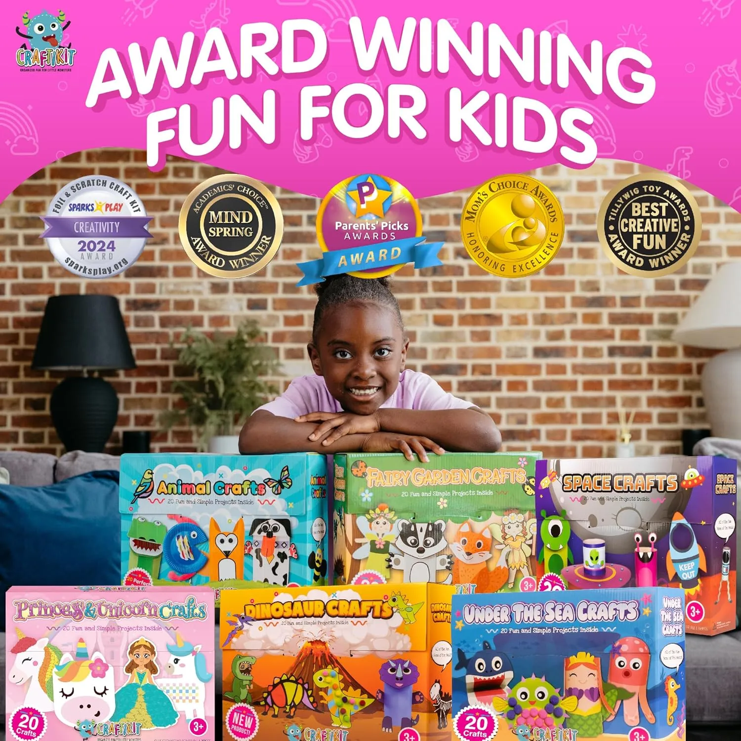 Craftikit® 20 Award-Winning Animal Toddler Arts and Crafts for Kids Ages 3-10 Years, All-Inclusive Animal Craft Kits, Fun Toddler Craft Box for Girls, Boys in Preschool