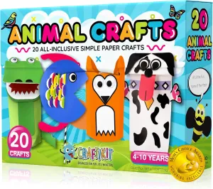 Craftikit® 20 Award-Winning Animal Toddler Arts and Crafts for Kids Ages 3-10 Years, All-Inclusive Animal Craft Kits, Fun Toddler Craft Box for Girls, Boys in Preschool
