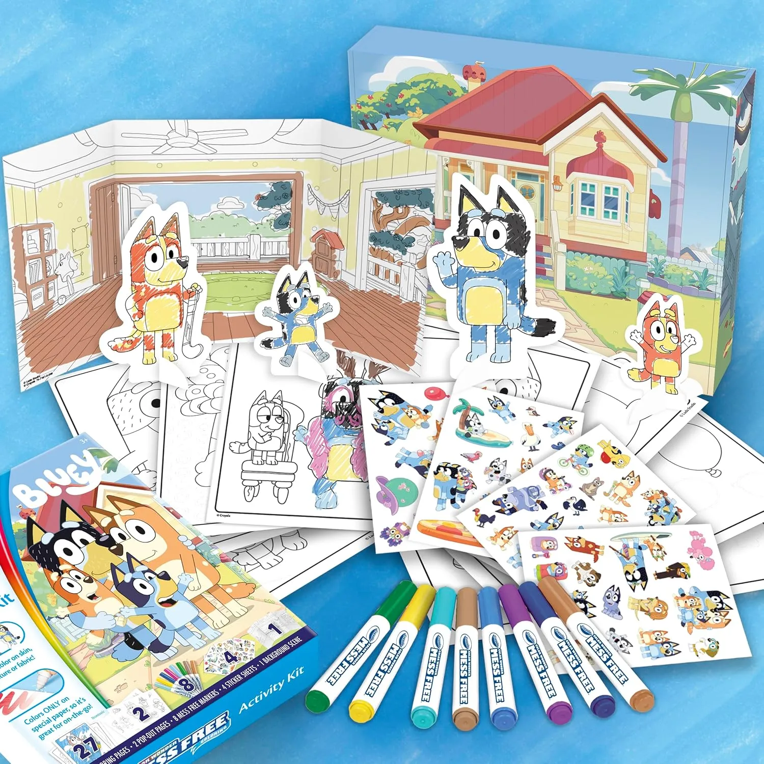Crayola Color Wonder Bluey Activity Kit, Mess Free Coloring, Toddler Easter Basket Essentials, Travel Activity, Bluey Toys & Gifts for Kids, 3 