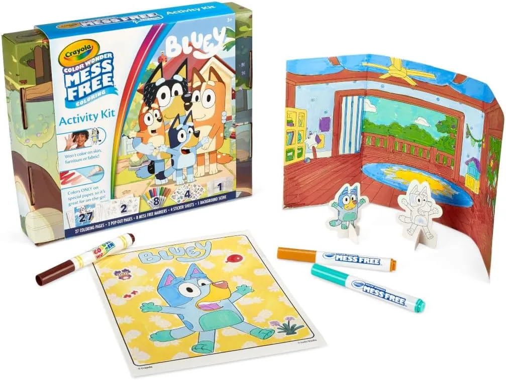 Crayola Color Wonder Bluey Activity Kit, Mess Free Coloring, Toddler Easter Basket Essentials, Travel Activity, Bluey Toys & Gifts for Kids, 3 