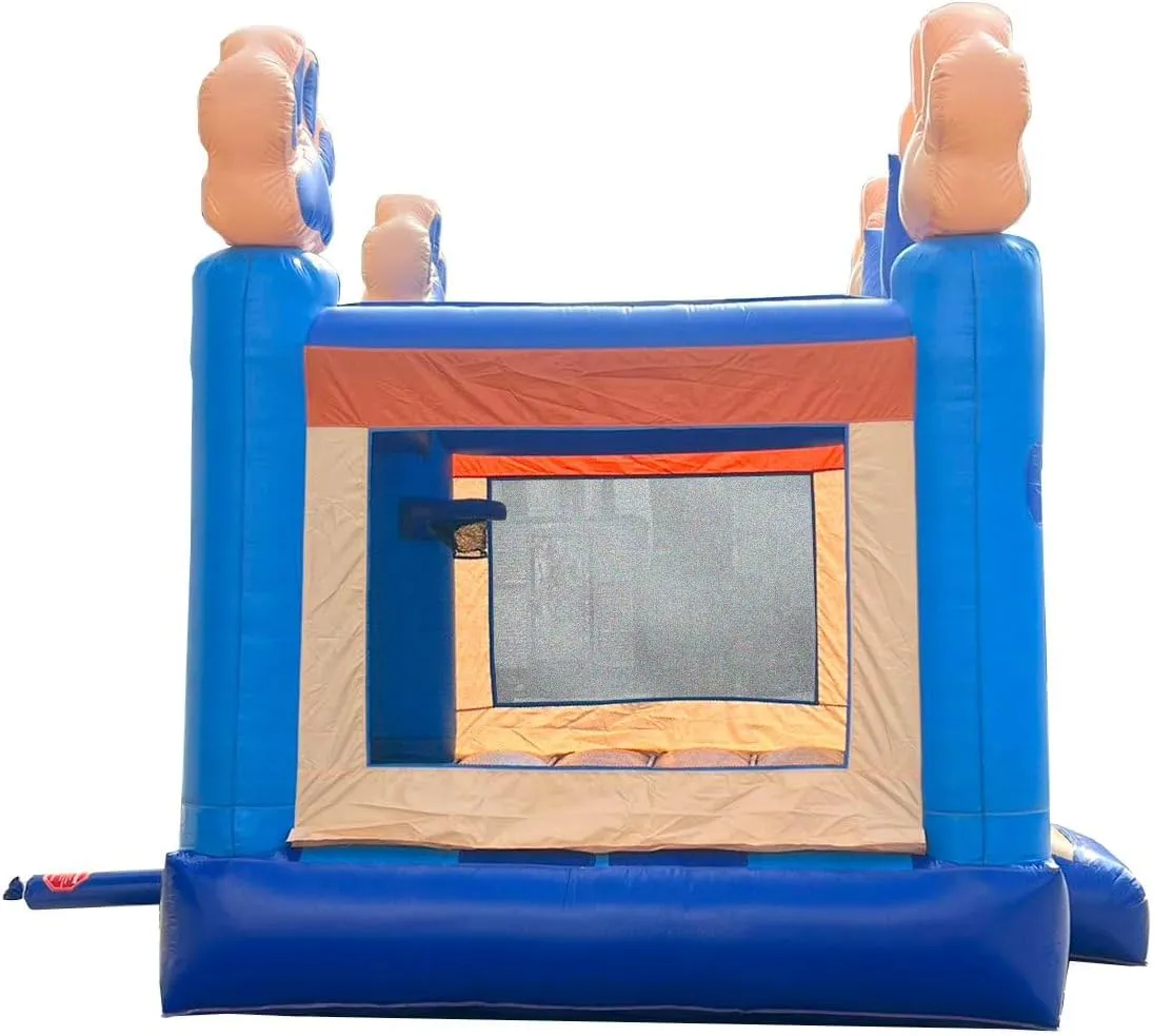 Crossover Inflatable Bounce House, Blue Puppy Dog, 13 x 12 x 14.5 Foot, Outdoor Playhouse for Kids Outdoor Commercial Bouncer Castle with Basketball Hoop, Blower, Stakes, & Storage Bag