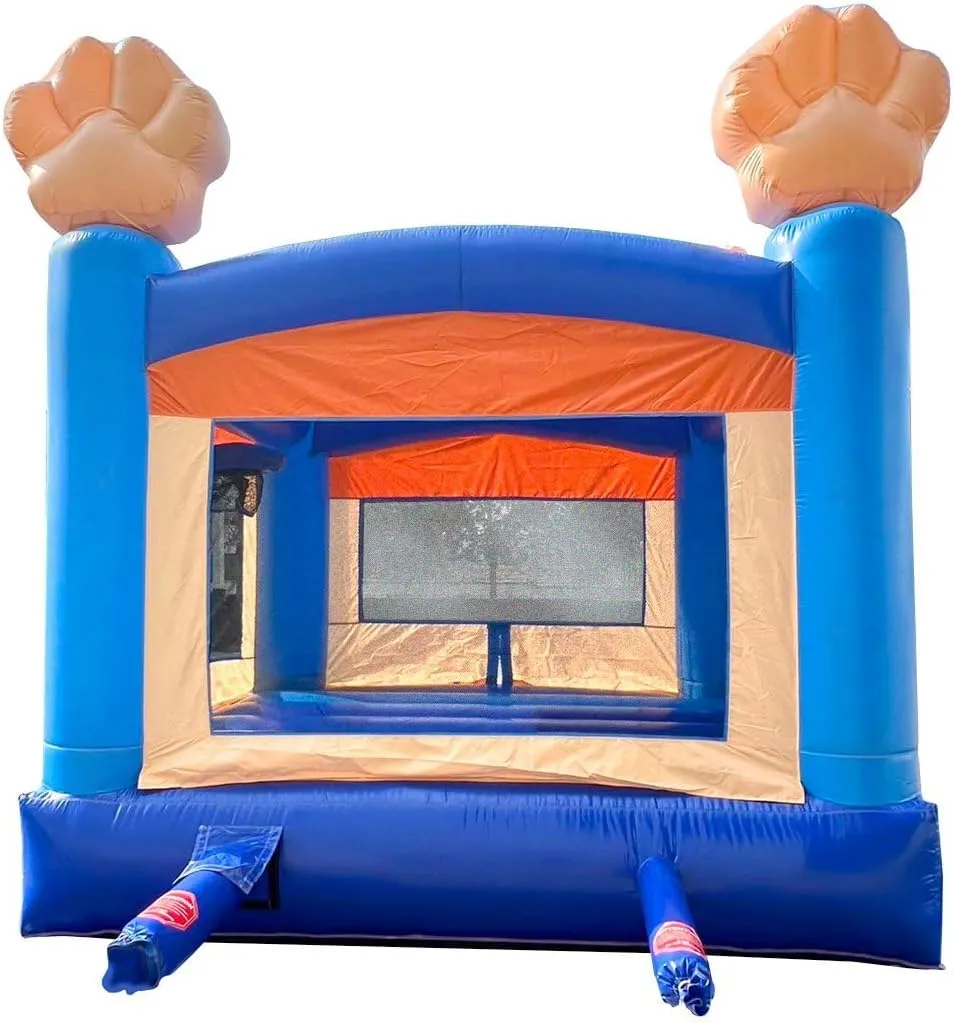 Crossover Inflatable Bounce House, Blue Puppy Dog, 13 x 12 x 14.5 Foot, Outdoor Playhouse for Kids Outdoor Commercial Bouncer Castle with Basketball Hoop, Blower, Stakes, & Storage Bag