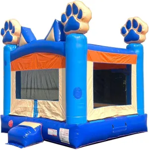 Crossover Inflatable Bounce House, Blue Puppy Dog, 13 x 12 x 14.5 Foot, Outdoor Playhouse for Kids Outdoor Commercial Bouncer Castle with Basketball Hoop, Blower, Stakes, & Storage Bag