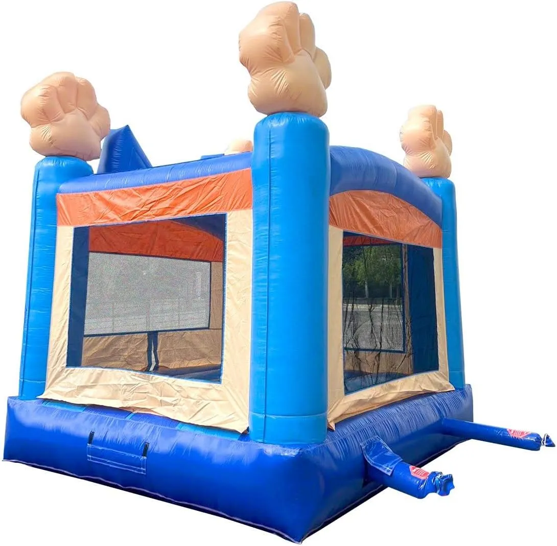 Crossover Inflatable Bounce House, Blue Puppy Dog, 13 x 12 x 14.5 Foot, Outdoor Playhouse for Kids Outdoor Commercial Bouncer Castle with Basketball Hoop, Blower, Stakes, & Storage Bag