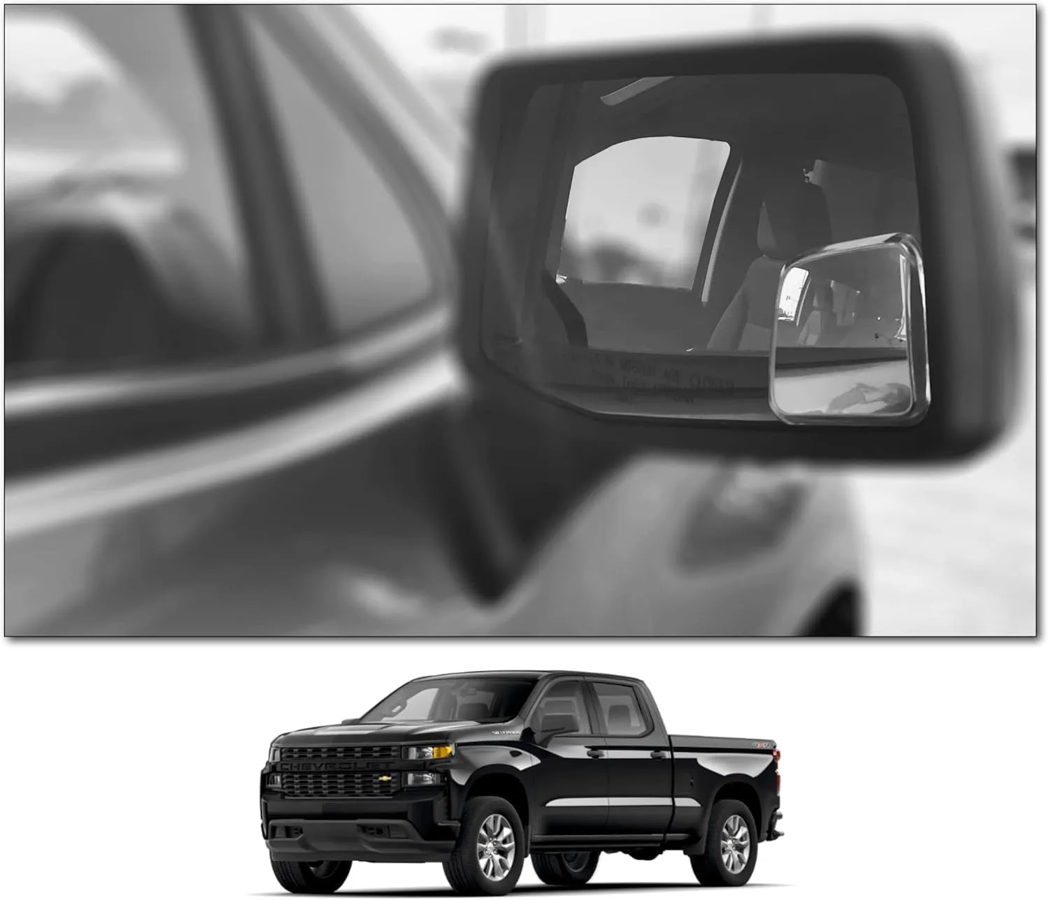 Custom Blind Spot Mirrors- Compatible With 2019- Present Chevy Silverado | Blind Spot Mirrors Compatible with 4th Generation Factory Mirrors With Blind Spot Monitoring | NXTGEN Extended View (2 Pack)