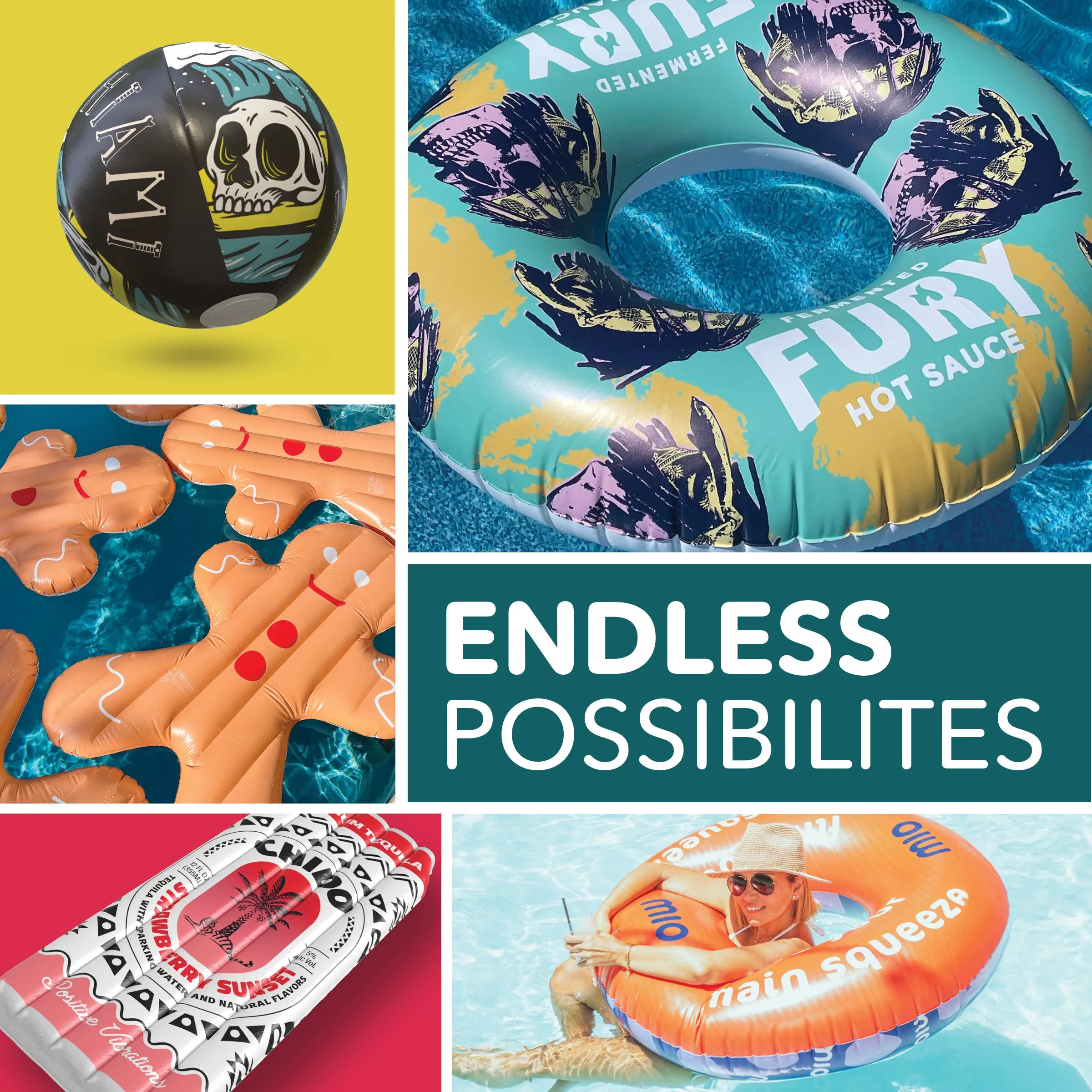 Custom Inflatable Logo Pool Mattress | Free Designs | Custom Inflatables