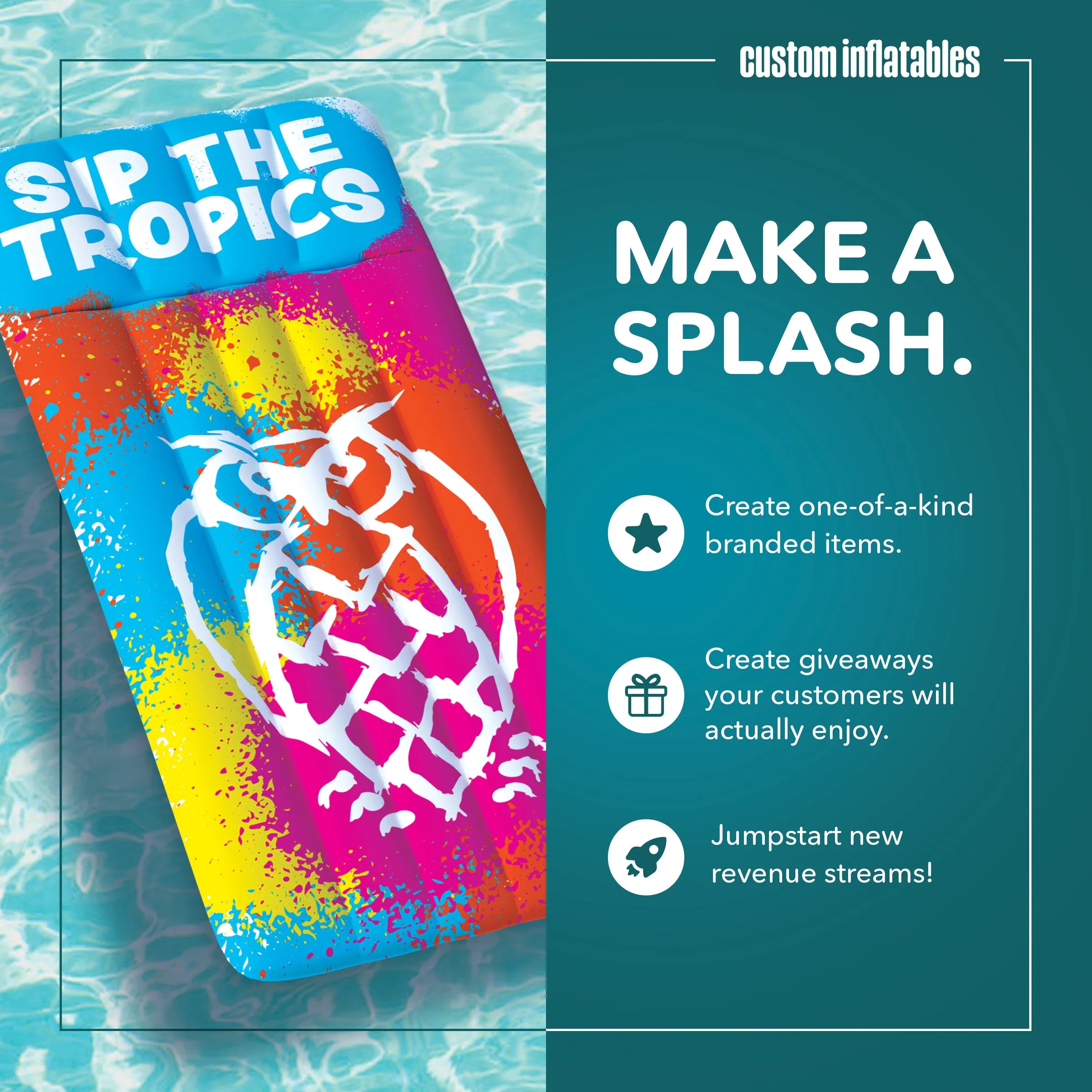 Custom Inflatable Logo Pool Mattress | Free Designs | Custom Inflatables