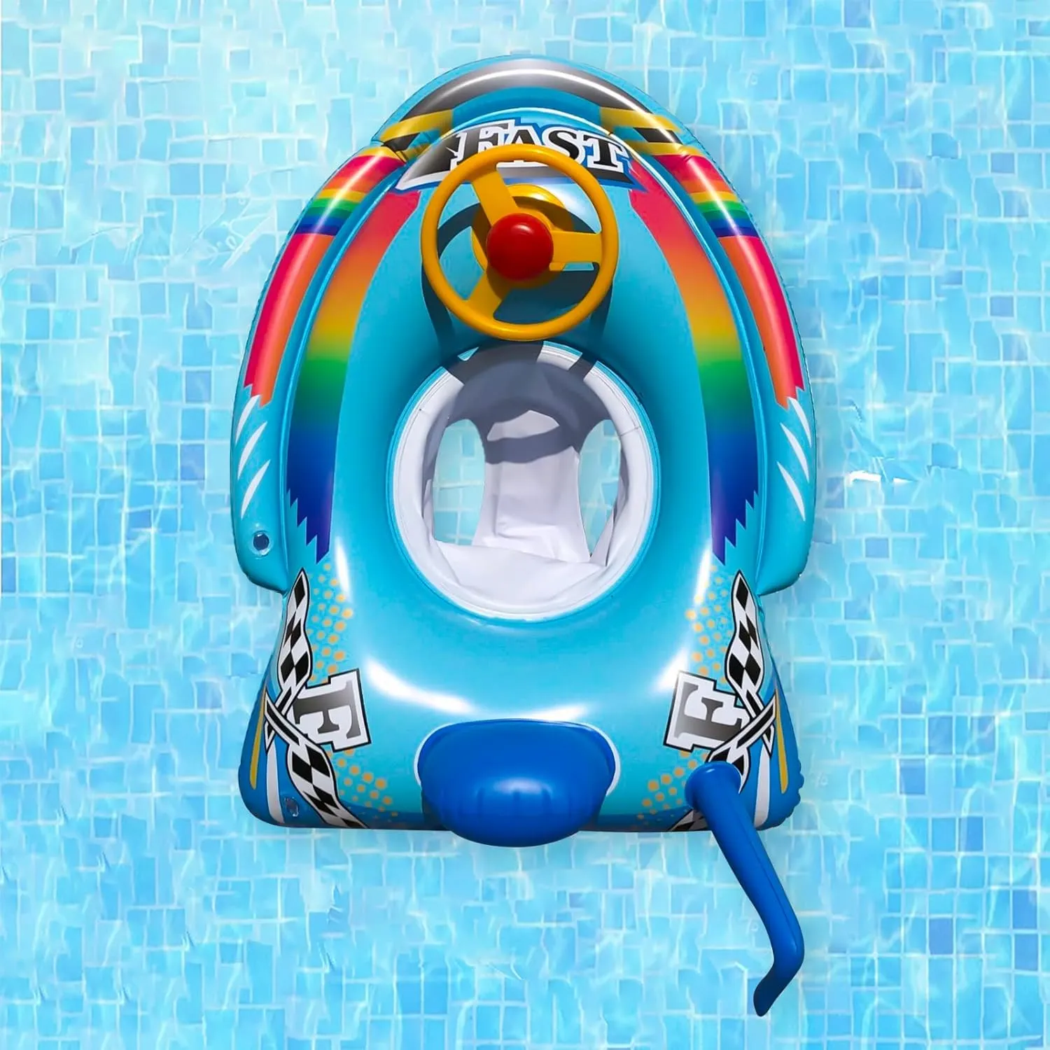 Cute Child Kids Inflatable Pool Float PVC Summer Swim Float Air Bed Lake Boat Swimming Floats with 2 Handles Surfing Raft Bodyboard Floating Mattress Seat Swim Ring for Girls Boys 1-5 Years