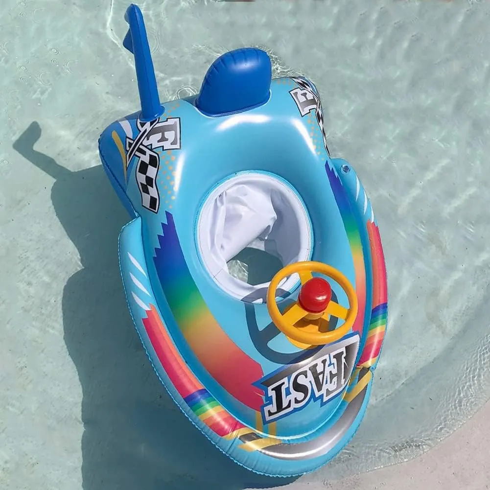 Cute Child Kids Inflatable Pool Float PVC Summer Swim Float Air Bed Lake Boat Swimming Floats with 2 Handles Surfing Raft Bodyboard Floating Mattress Seat Swim Ring for Girls Boys 1-5 Years