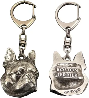 Cute Dog Keychain - Exclusive Collection Cute Boston Terrier Keyring – Cute Silver-Plated Keyrings in a Beautiful Casket – Dog Lover Gifts for Dog Lovers – 4,6x3,2x9,7cm