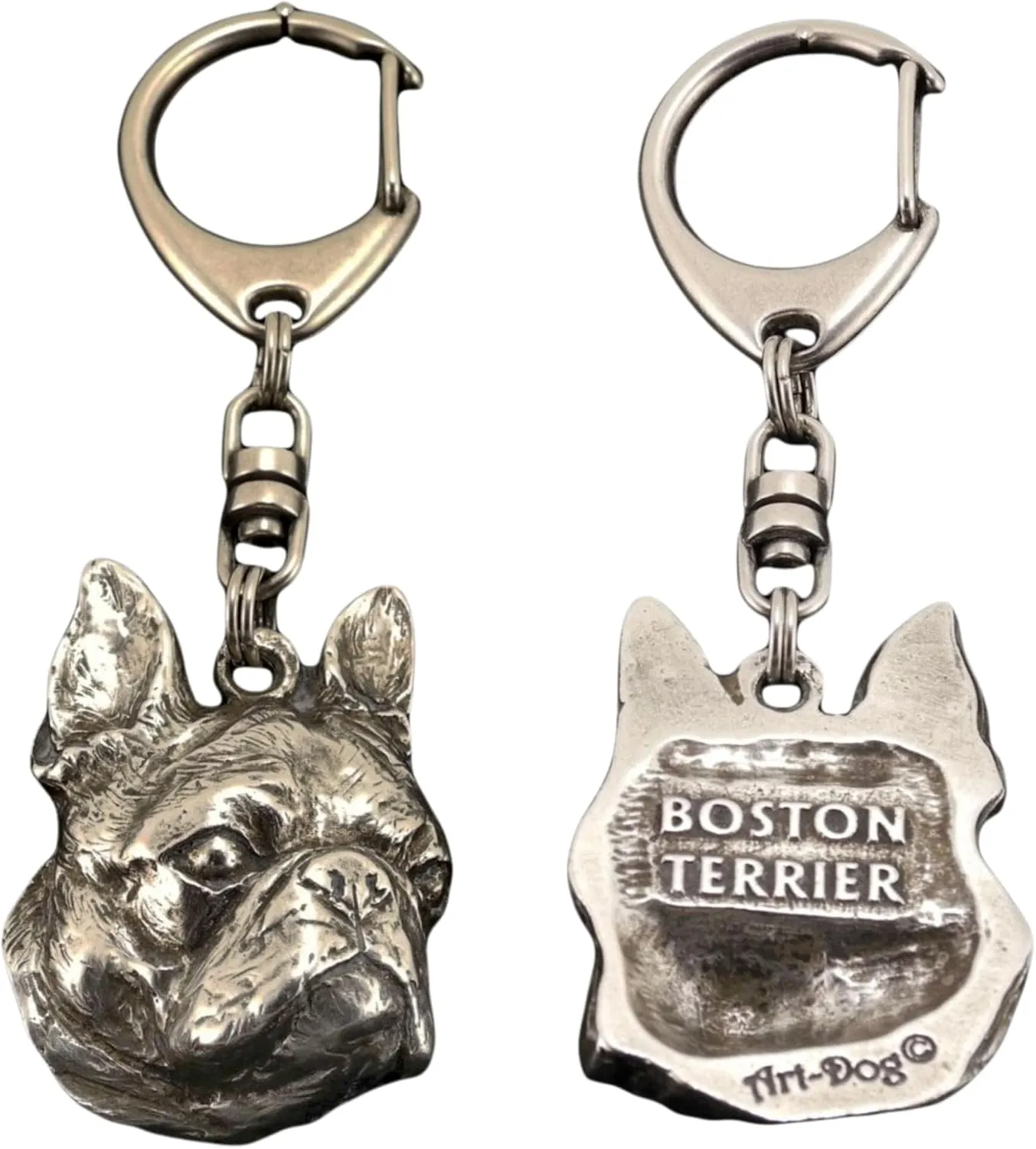 Cute Dog Keychain - Exclusive Collection Cute Boston Terrier Keyring – Cute Silver-Plated Keyrings in a Beautiful Casket – Dog Lover Gifts for Dog Lovers – 4,6x3,2x9,7cm