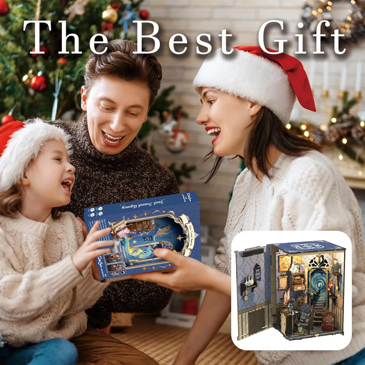 Cutefun Book Nook Kit, DIY Miniature House Kit for Beginners, Book Nook Kits for Adults, Wooden Dollhouse for Bookshelf Decor, Gifts for Family & Friends (Soul Travel Agency)