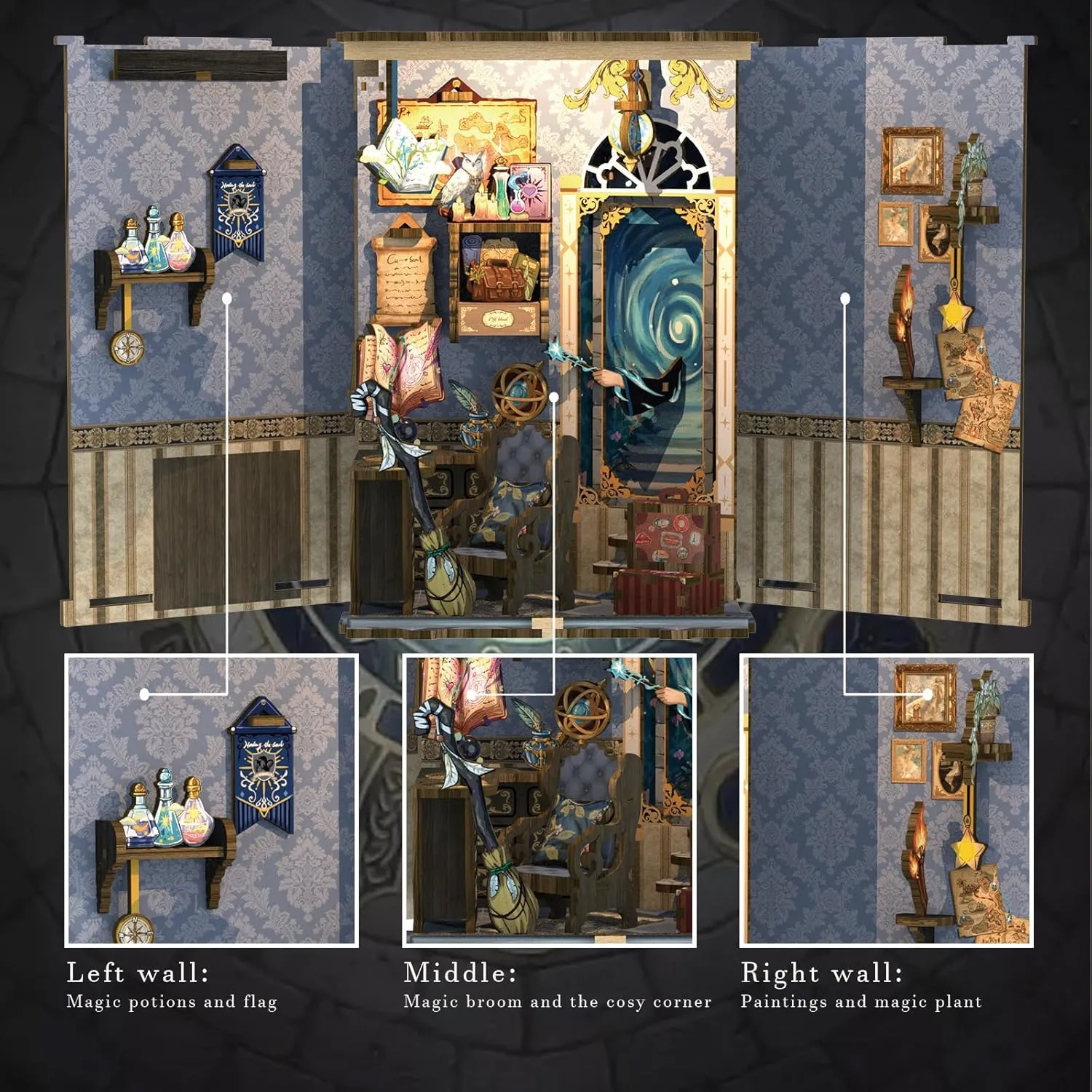 Cutefun Book Nook Kit, DIY Miniature House Kit for Beginners, Book Nook Kits for Adults, Wooden Dollhouse for Bookshelf Decor, Gifts for Family & Friends (Soul Travel Agency)