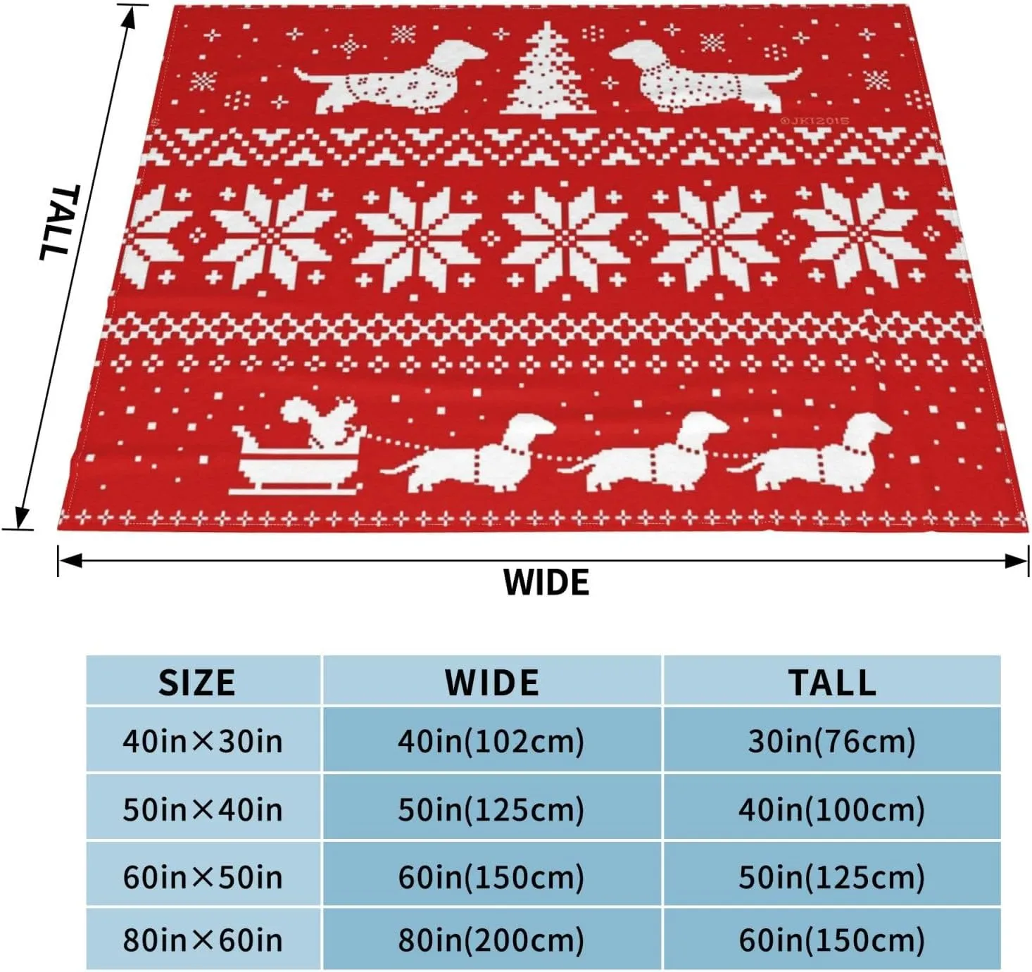 Dachshunds Christmas Sweater Pattern 60"X50" Flannel Blanket - 100% Soft Polyester, Lightweight and Warm, Suitable for Families, Camping, Travel