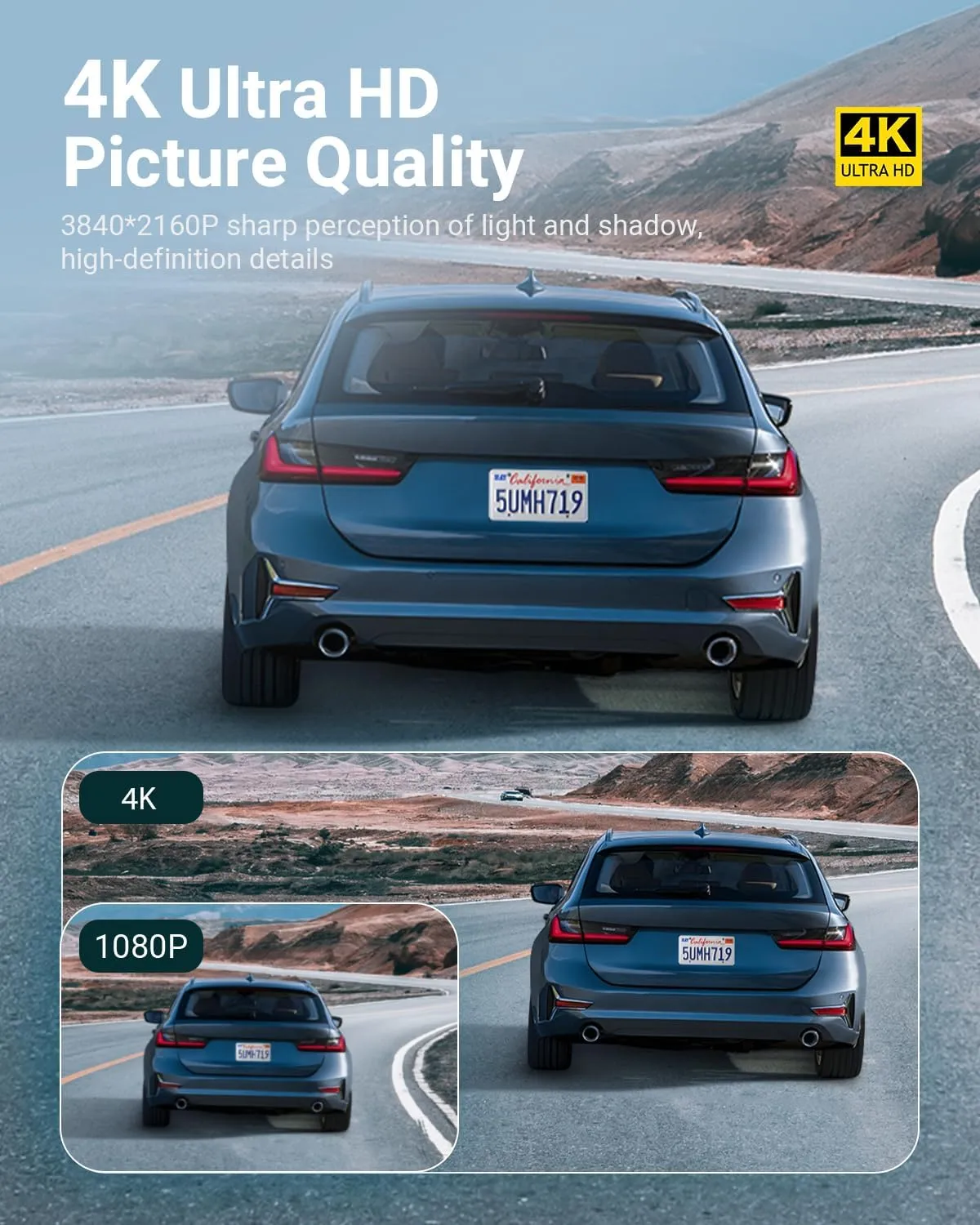 Dash Cam Front and Rear - Sarmert 2025 Upgraded 4K/1080P Dash Camera for Cars, 3.18" Screen Dual Dash Cam with 5G WiFi 2160P Night Vision 24H Parking Mode 170°Wide G-Sensor Loop Recording USB C Port