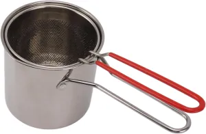 Deep Fryer Pot, Portable Mini Metal Fryer Pan, Oil Saving with Long Handle Stainless Steel Deep Fryer Set Cookware for Kitchen French Fries, Chicken (3 Piece Set with