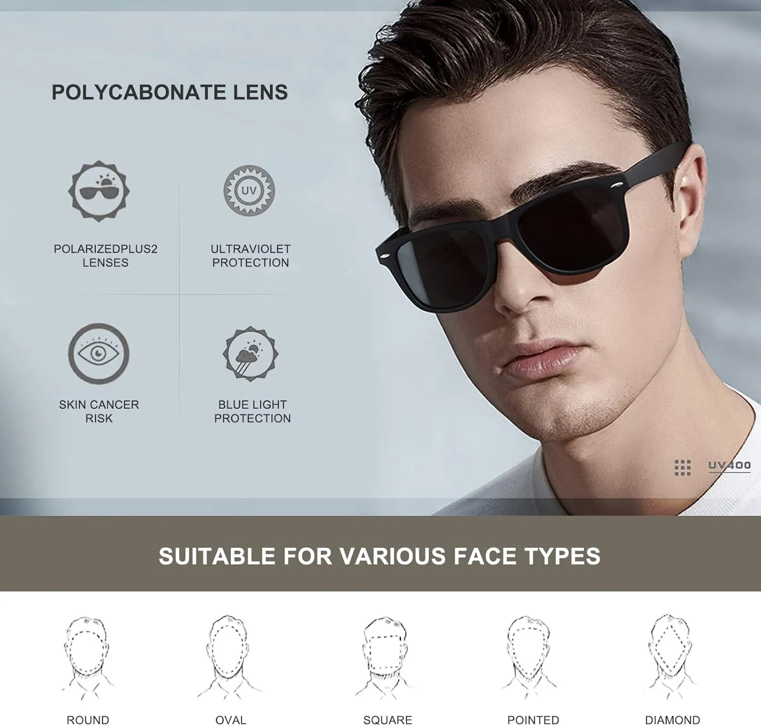 DEMIKOS Sunglasses Men Polarized Sunglasses for Mens Womens Retro Mirror Lens for Driving Fishing UV400 Protection