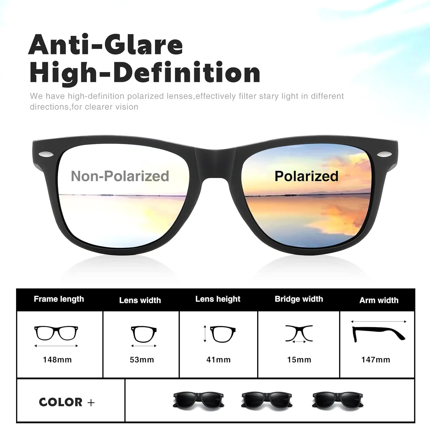 DEMIKOS Sunglasses Men Polarized Sunglasses for Mens Womens Retro Mirror Lens for Driving Fishing UV400 Protection