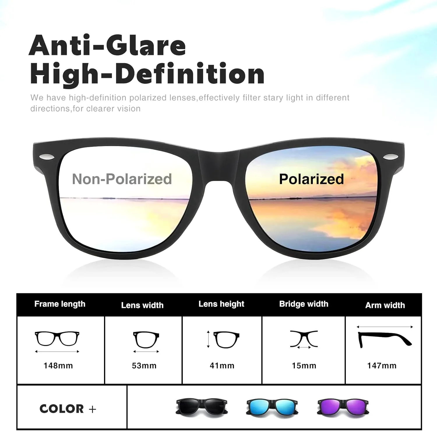 DEMIKOS Sunglasses Men Polarized Sunglasses for Mens Womens Retro Mirror Lens for Driving Fishing UV400 Protection