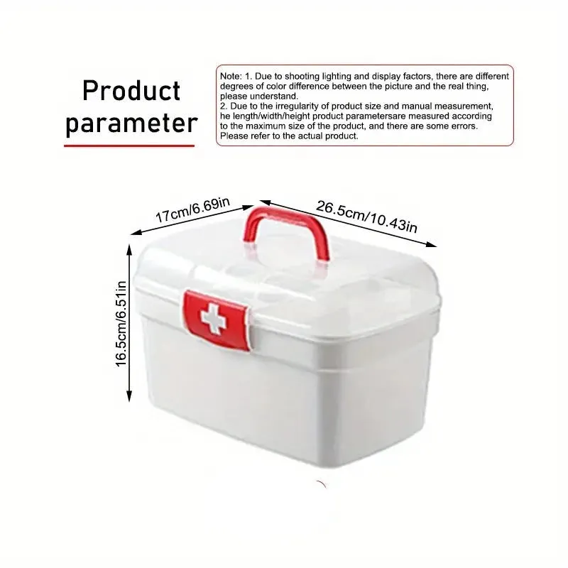 Dispensary Medicine Box, Portable Multipurpose Family First Aid Kit Box, Medical Storage Organizer Bins Container, Double Layer Drug Case, Dormitory Baby Medicine Storage Box