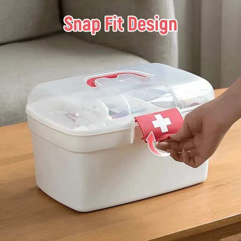 Dispensary Medicine Box, Portable Multipurpose Family First Aid Kit Box, Medical Storage Organizer Bins Container, Double Layer Drug Case, Dormitory Baby Medicine Storage Box