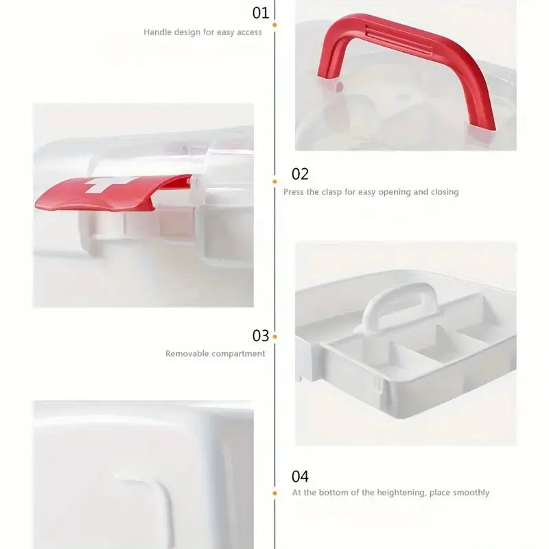 Dispensary Medicine Box, Portable Multipurpose Family First Aid Kit Box, Medical Storage Organizer Bins Container, Double Layer Drug Case, Dormitory Baby Medicine Storage Box