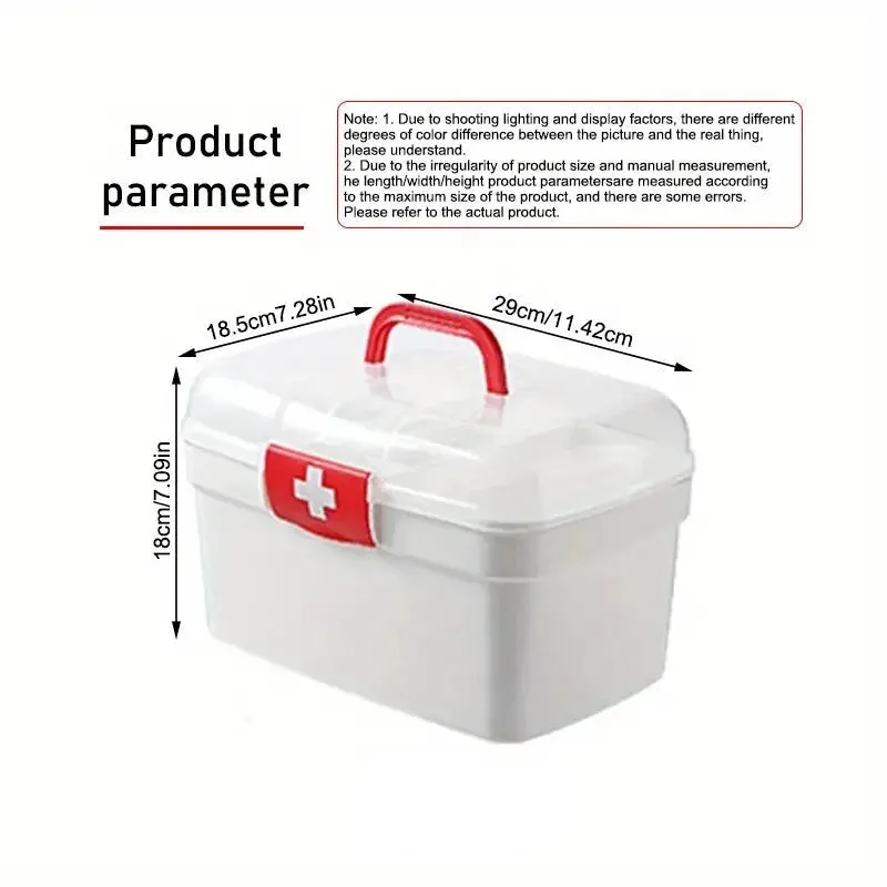 Dispensary Medicine Box, Portable Multipurpose Family First Aid Kit Box, Medical Storage Organizer Bins Container, Double Layer Drug Case, Dormitory Baby Medicine Storage Box