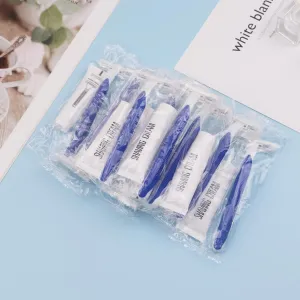 Disposable Razors in Bulk Pack of 60,Blue Disposable Shaving Razors Individual Wrapped Twin Blade Bulk Disposable Razors with Clear Cap and 10g Shaving Cream for Homeless,Hotel,Travel,Charity,Shelter