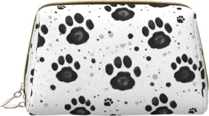 Dog Paw Pattern Toiletry Pouch, Travel-Friendly Makeup Organizer For Makeup Brushes, Lipsticks