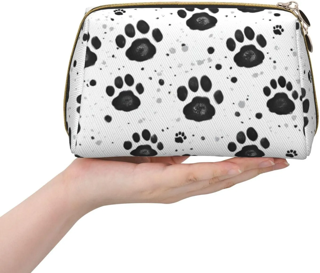 Dog Paw Pattern Toiletry Pouch, Travel-Friendly Makeup Organizer For Makeup Brushes, Lipsticks