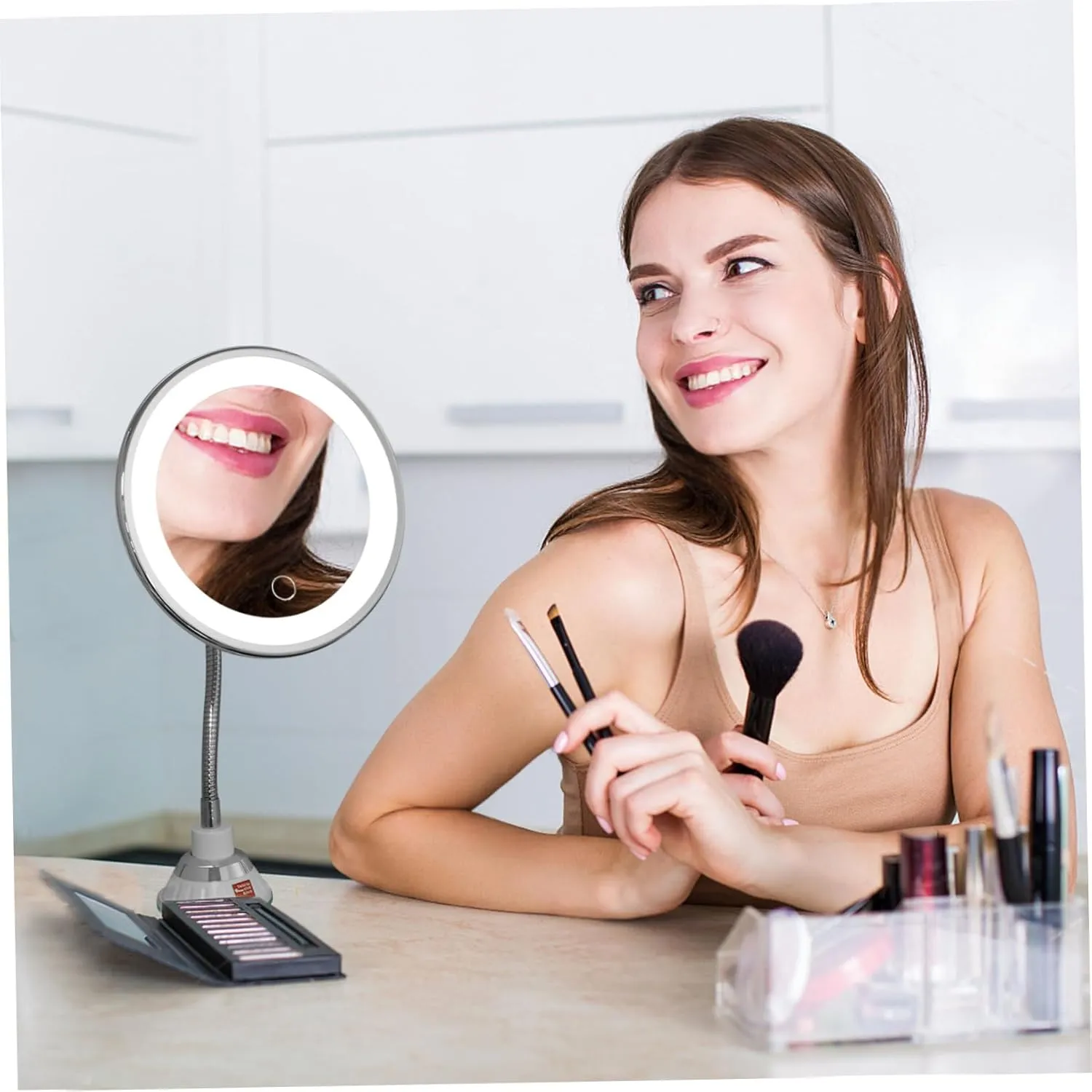 DOITOOL 1pc Lighted Vanity Mirror Travel Vanity Mirror 10x Magnification Makeup Mirror Miss