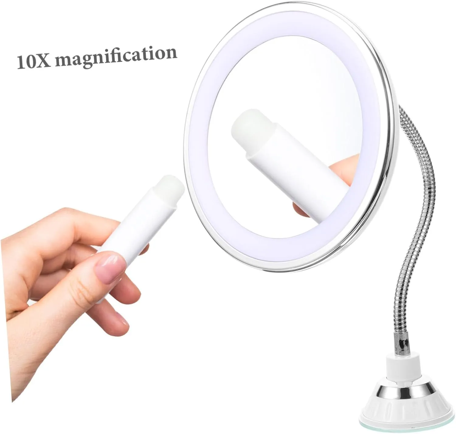 DOITOOL 1pc Lighted Vanity Mirror Travel Vanity Mirror 10x Magnification Makeup Mirror Miss