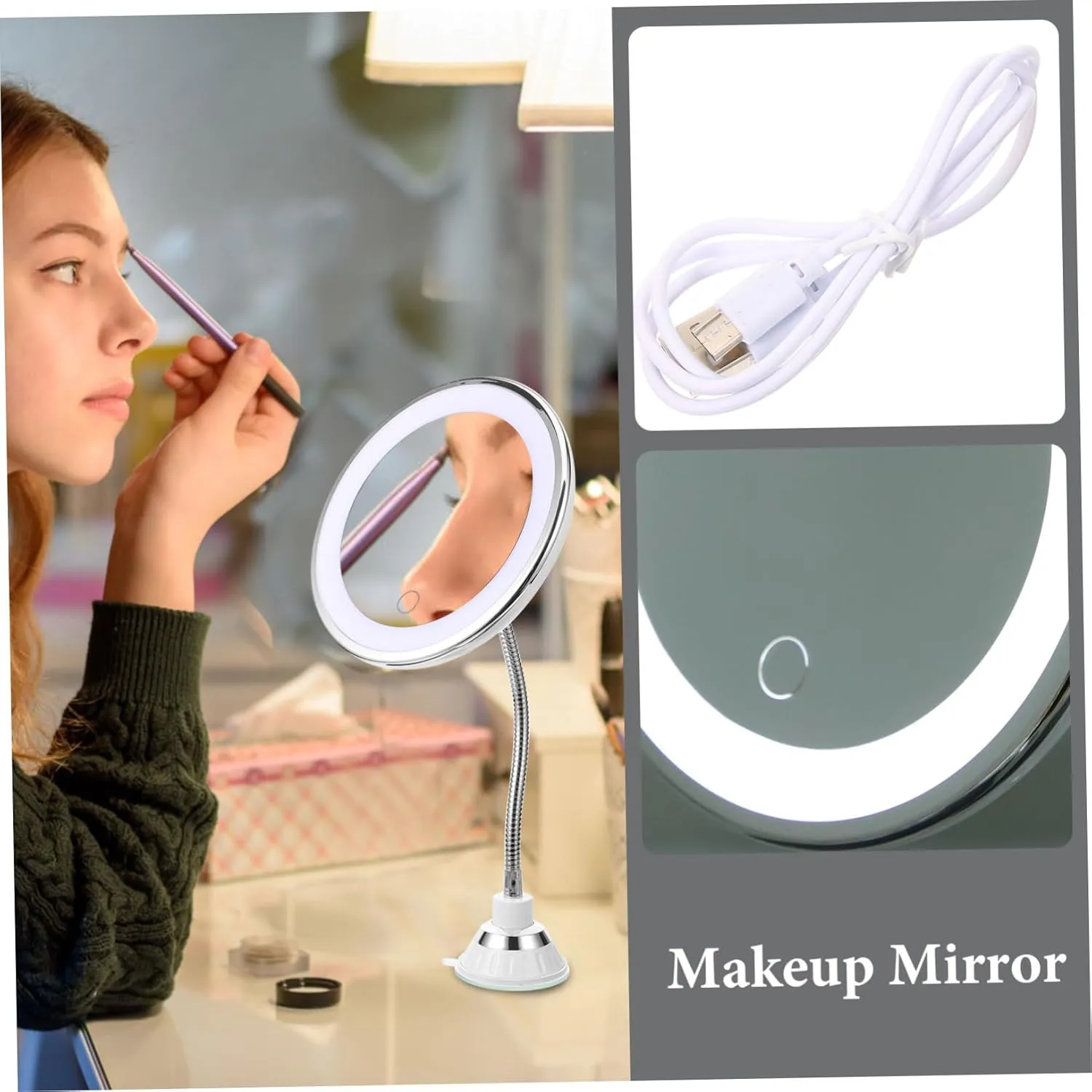 DOITOOL 1pc Lighted Vanity Mirror Travel Vanity Mirror 10x Magnification Makeup Mirror Miss