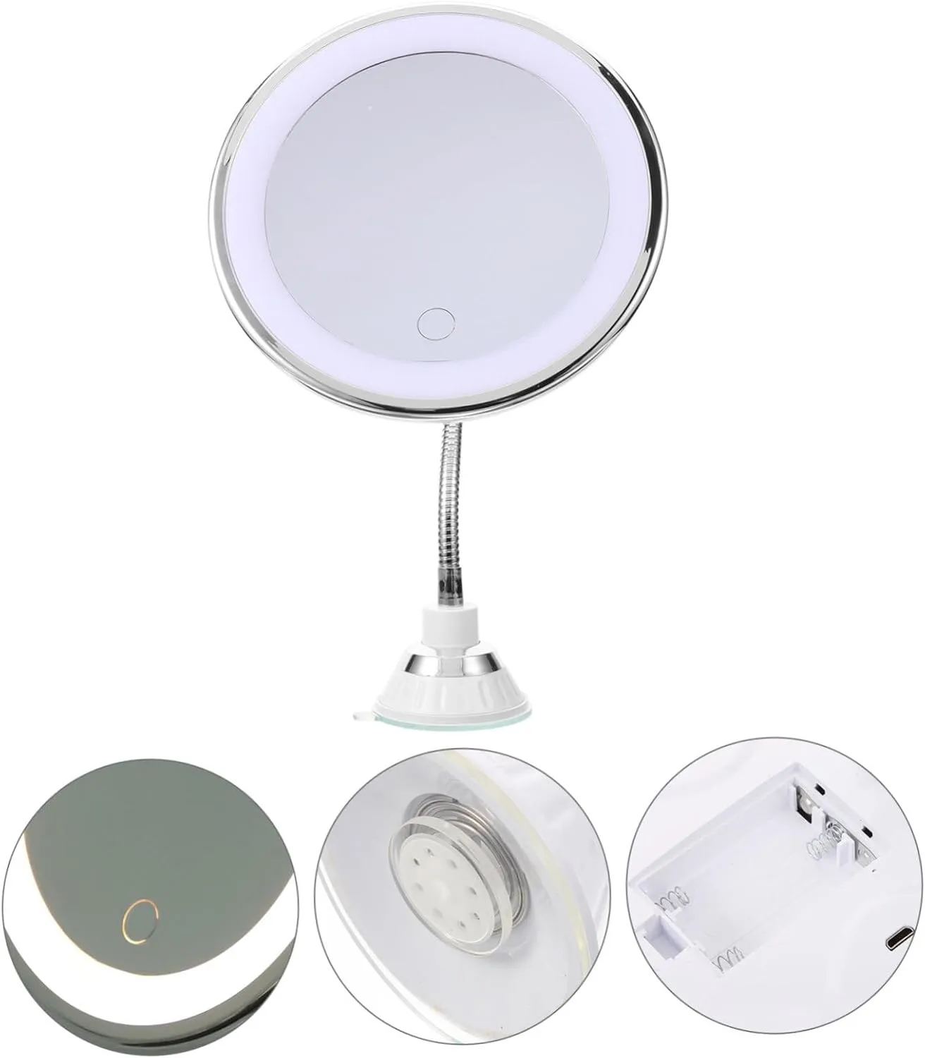 DOITOOL 1pc Lighted Vanity Mirror Travel Vanity Mirror 10x Magnification Makeup Mirror Miss