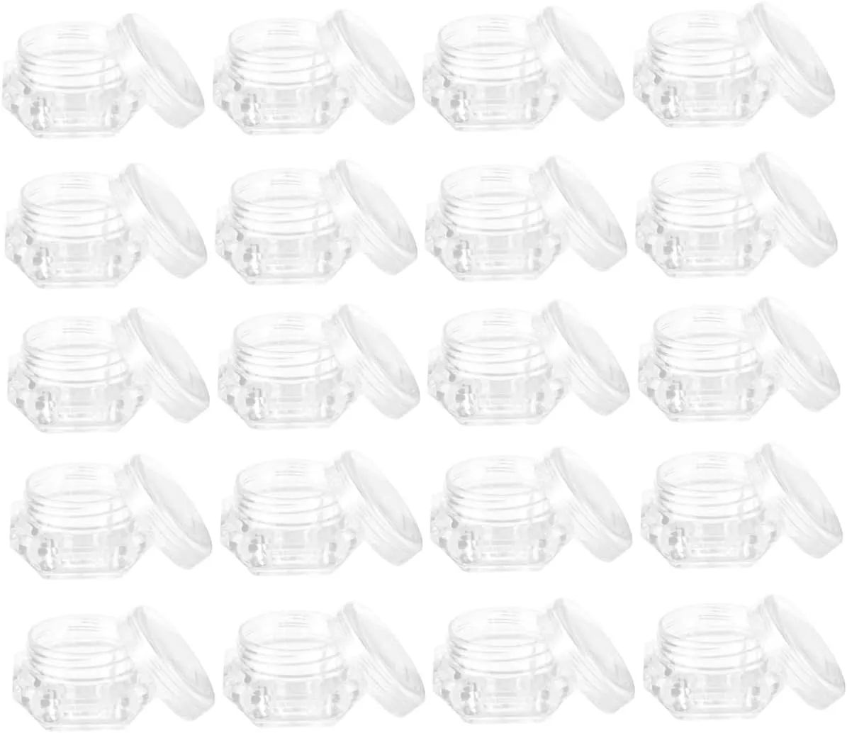 DOITOOL 40pcs Transparent Refillable Cosmetic Jars Diamond-shaped Empty Containers for Loose Powder Glitter Eye Shadow Portable Storage for Makeup Organization