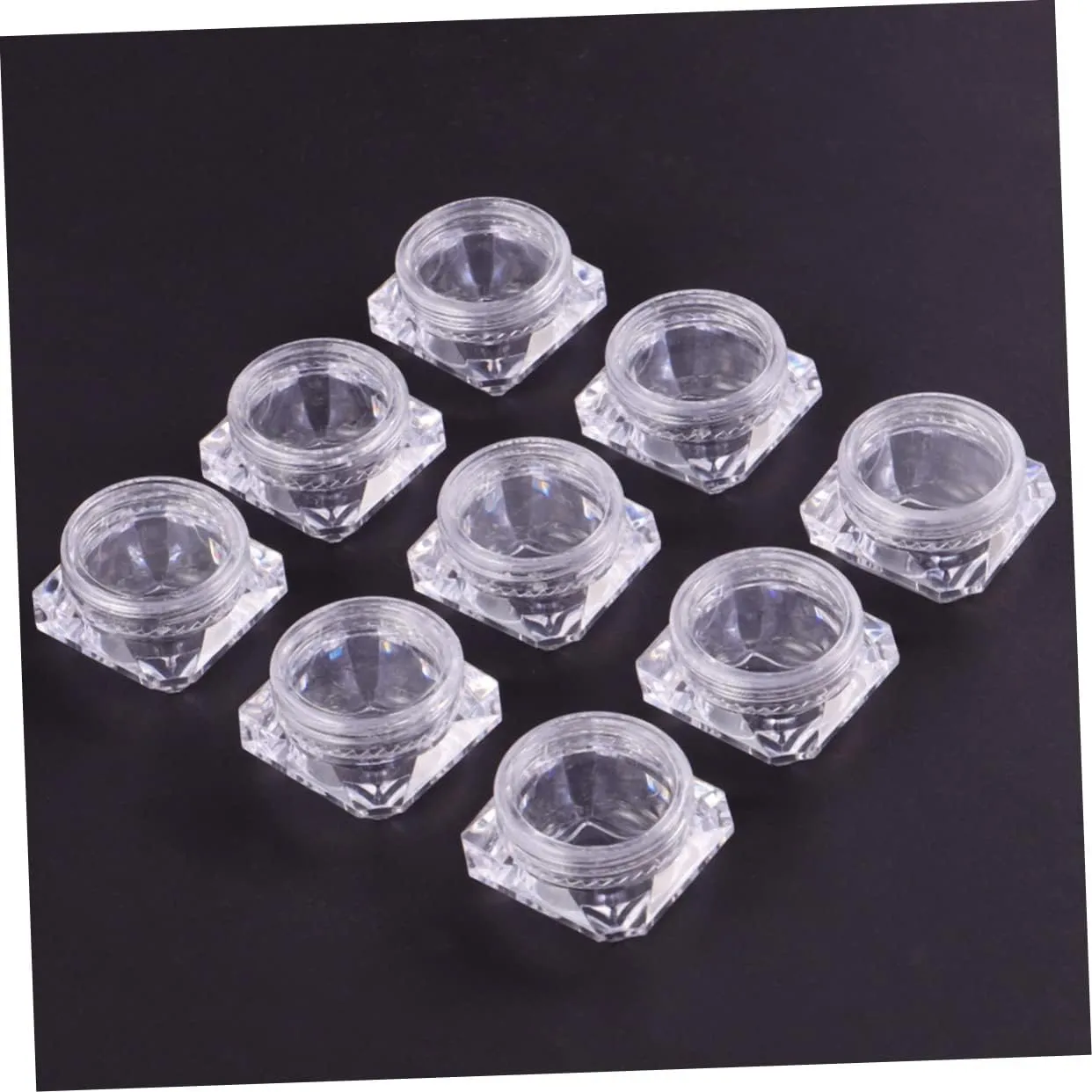 DOITOOL 40pcs Transparent Refillable Cosmetic Jars Diamond-shaped Empty Containers for Loose Powder Glitter Eye Shadow Portable Storage for Makeup Organization